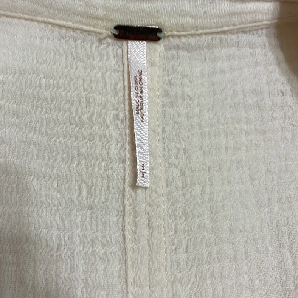Free People cream crinkle gauze long sleeve top - Picture 8 of 11